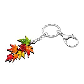 DOWAY Acrylic Maple Leaf Keychain Fall Accessories Autumn Leaves Plant Nature Fall Gifts for Women Girls Key Chain Charms (Orange)