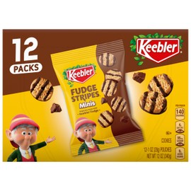 Keebler Fudge Stripes Cookies Minis, Original, 12 Ct. (Pack of 4)