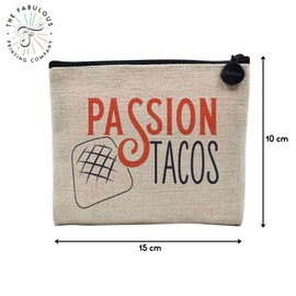 Tasche aus Leinen – Passion Tacos Street Food O'Tacos French – Kosmetiktasche aus Leinen in Leinenoptik – Geldbörse – 15 x 10 cm, Passion Tacos, 15 x 10 cm, Kosmetiktasche