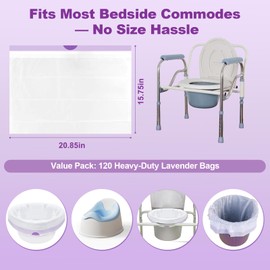Commode Liners - 120 Lavender Scented Disposable Commode Bags, Leak-Proof & Odor-Control, Universal Fit for Bedside & Portable Toilets, RV, Camping, Bedpan | Perfect for Seniors, Disabled & Home Care