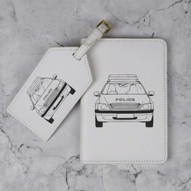 Azeeda 'Police Car Front' Passport Cover & Luggage Tag Travel Set (PA00029655)