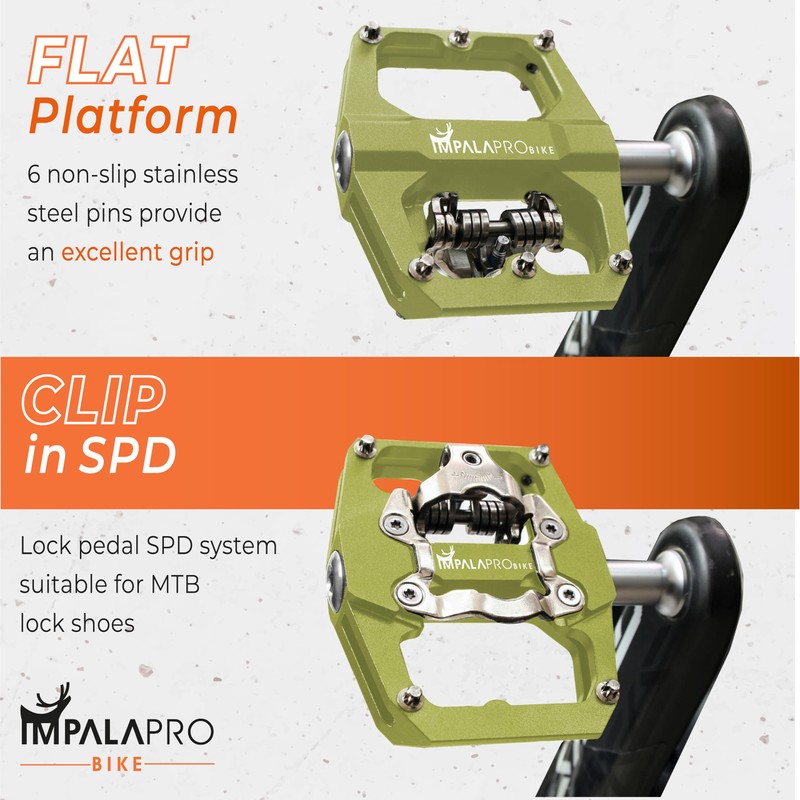 IMPALAPRO - Click Pedals Double Function SPD/Platform Compatible with Shimano