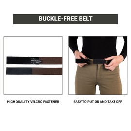 BLACKLEVEL Buckle-Free Belt | Men and Women | Metal-Free Belt | Comfortable and Lightweight | Velcro Fastener | Precise Fit (Black, M (91-95 cm waist))