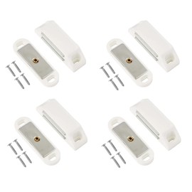 TERF® Heavy Duty White Magnetic Door Catch Closer 60mm With Fixing Screw for Cabinet Kitchen Bathroom Cupboards Closet Wardrobes Drawer - Pack of 4
