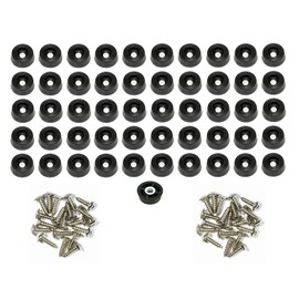 50 Small Round Rubber Feet W/Screws - .250 H X .671 D - Made in USA