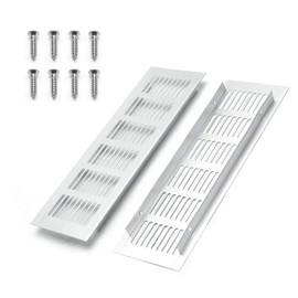 2pcs Cabinet Furniture Vent Covers,Louvered Ventilation Cover,Aluminium Alloy Ventilation Grille,Rectangle Air Vent for Kitchen Sink Wardrobe Shoes Cabinet 250x 60mm (L x W) (Silver)
