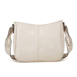EVEOUT Vintage Shoulder Bag for Women Faux Leather Fashion Medium Simple Shoulder Bags Handbag with Zip, beige, vintage