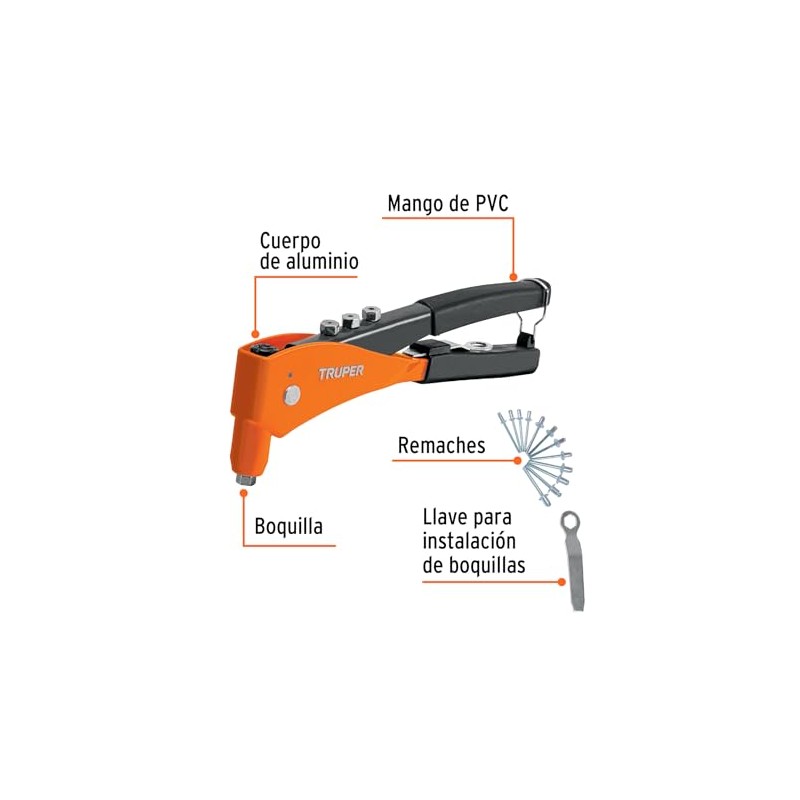 Truper RE-9X, Remachadora 10" profesional con remaches