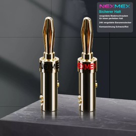 NEXMEX Banana Plugs for Speaker Cable Set of 8 Connectors 24K Gold-Plated for HiFi Receiver