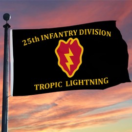 Cayyon 25th Infantry Division Flag Tropic Lightning US Military Flag Banner 3x5Feet Outdoor Indoor Decoration Flag Double Stitched Polyester with Brass Grommets