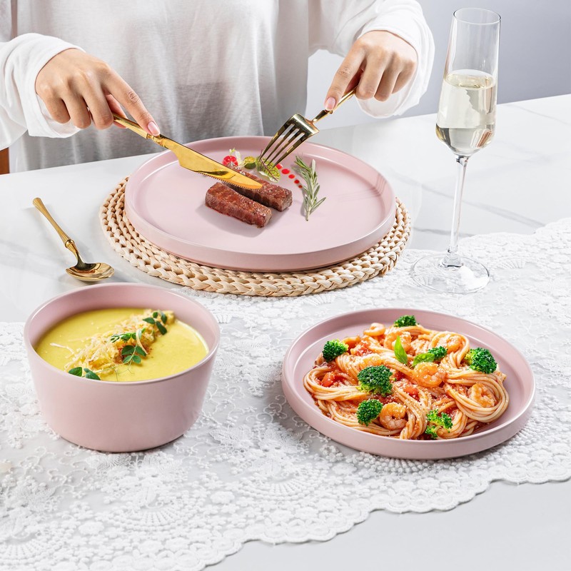 AmorArc Ceramic Dinner Plates Set of 6,10.0 Inch Matte Stoneware