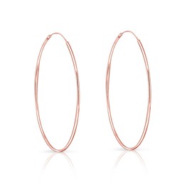 DTPsilver® 925 Sterling Silver Rose Gold-Plated Hoop Earrings - Tiny / Small / Medium / Large - Thickness 1.5 mm - Diameter: 8, 10, 12, 14, 16, 18, 20, 25, 30, 35, 40, 50, 60, 70, 80 mm, Sterling