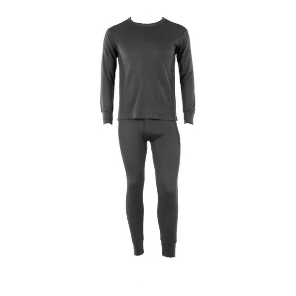 Men's 100% Cotton Long Johns Thermal Underwear Two Pieces Set-Medium-Dark Gray