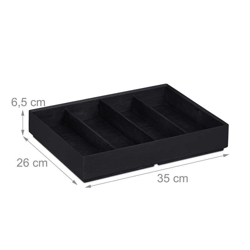 Relaxdays Desk Organiser, 4 Compartments, Bamboo Box, Stackable, Multifunctional, H
