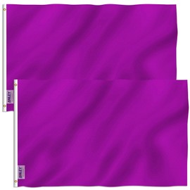 Anley Pack of 2 Fly Breeze 3x5 Foot Solid Purple Flag - Vivid Color and Fade Proof - Canvas Header and Double Stitched - Plain Purple Flags Polyester with Brass Grommets 3 X 5 Ft