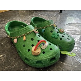 Crocs 🍀 CROCS Lucky Charms Green Mens  11 with tons of Jibbitz BRAND NEW! 🔥