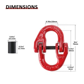 NORJIN 4 Pcs 5/16" Grade 80 Hammerlock Coupling Link, Alloy Steel Hammer Lock Chain Connector Link Heavy Duty Coupler, 4400 lbs Working Load Limit