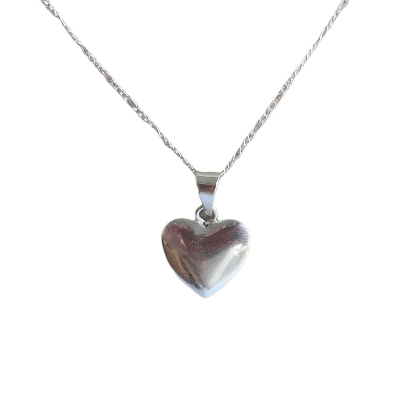 Cadena con dije de Corazón de Plata Ley .925 Gargantilla.