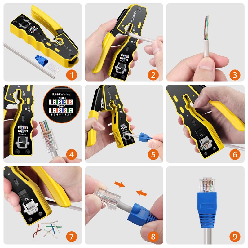 Proster RJ45 Crimp Tool Set All-in-one RJ45 Crimping Tool Kit