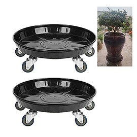 Plant Caddy with Wheels 16 inch 2Pcs, Metal Heavy Duty Plant Stand with Wheels Garden Plant Pot Mover with 5 Iron Wheels Rolling Plant Stand Plant Dolly Holder Rolling Planter Coaster