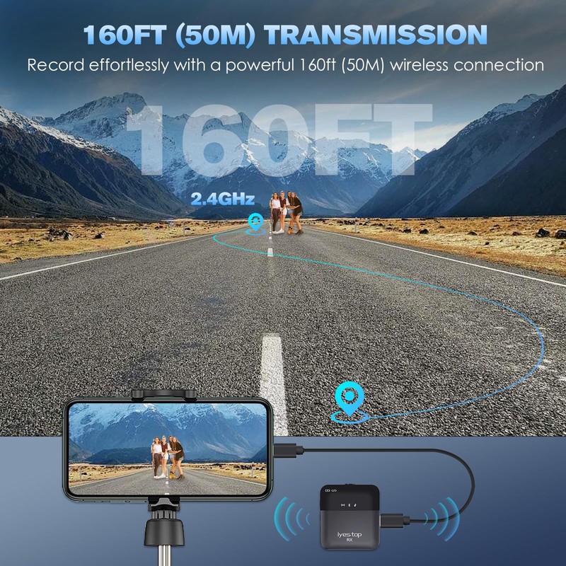 Wireless Lavalier Microphone for iPhone, Android Phone, Camera with Real-Time/Audience