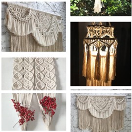 Macrame Yarn 1 mm x 100 m - 100% Cotton Macrame Yarn, Beige Cotton Cord for DIY Woven Crafts, Wall Hanging, Woven Dream Catcher, Bohemian Wedding Decorations