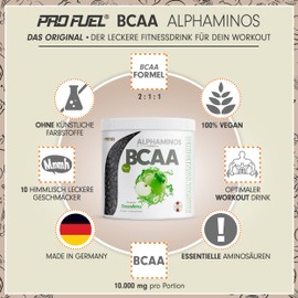 BCAA Powder 300 g Green Apple, Test Winner Alphaminos BCAA 2:1:1 Drink, Incredibly Delicious Flavour, Essential Amino Acids Leucine, Isoleucine & Valine, 100% Vegan, Top Solubility - Laboratory Tested