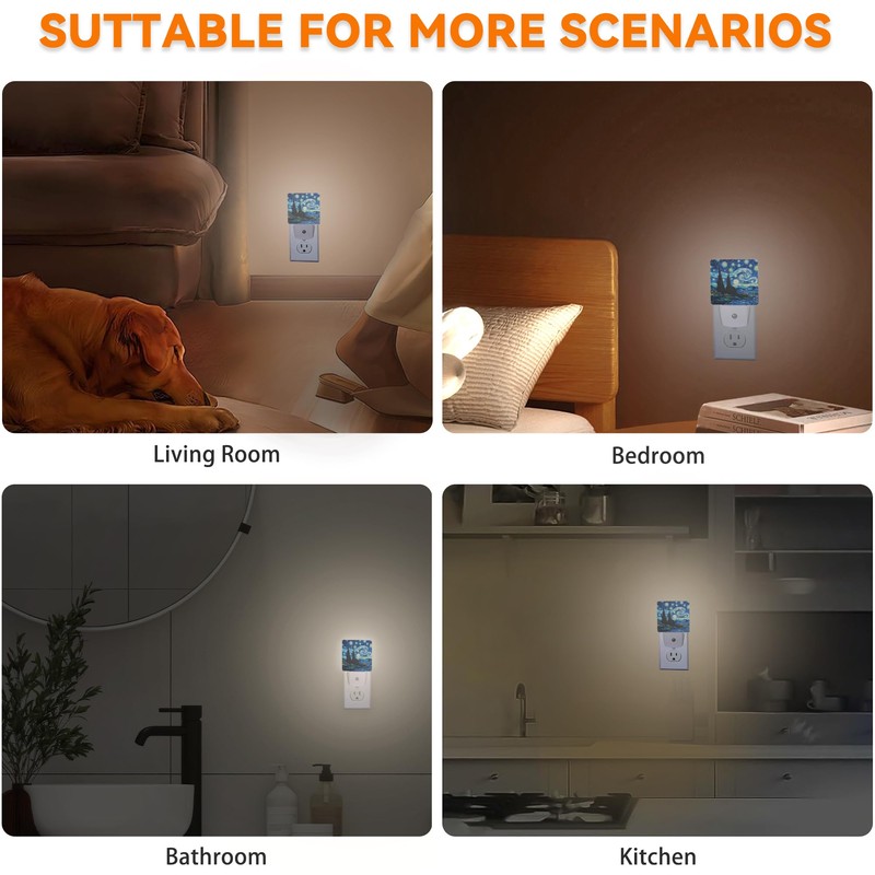 Van Gogh Starry Night Night Lights Plug into Wall Decorative