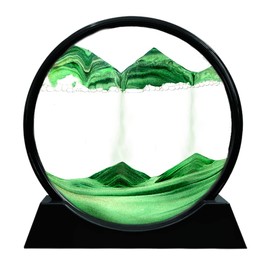 Muyan Moving Sand Art Picture Sandscapes in Motion Round Glass 3D Deep Sea Sand Art for Adult Kid Large Desktop Art Toys (7 Inch, Green)