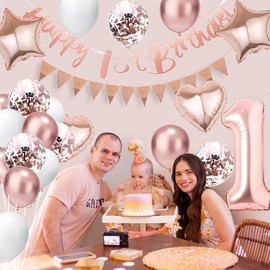 VUCDXOP 40. Geburtstag Deko Roségold, Luftballon Deko 40. Geburtstag Damen Frauen, Geburtstagsdeko 40 Jahr, Roségold Weiß Luftballons 40 Geburtstag mit Banner Geburtstag Tortendeko für Geburtstag Dekoration