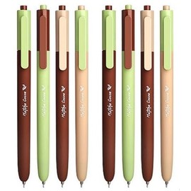 BAYTORY Retractable Gel Pens, 0.5 mm Fine Tip, Smooth Writing Pens with Black Ink, Quick Drying Pens for School, Office and Household (Brown)