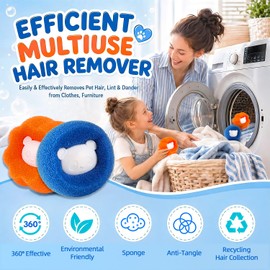 Pet Hair Remover Washing Machine – 8PK Laundry Lint Catcher (Blue+Orange)