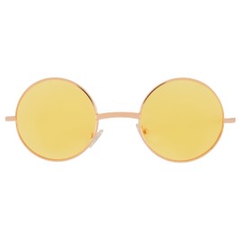OWL Round Sunglasses Metal Frame Hippie Sunglasses UV400 Polycarbonate Yellow Tinted Lens John Lennon Sunglasses for Women