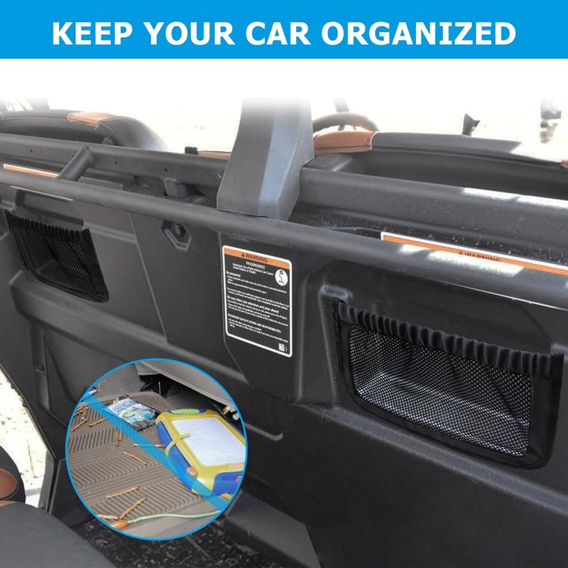 MARCHFA UTV Rear Backrest Storage Net Bag Compatible for Can