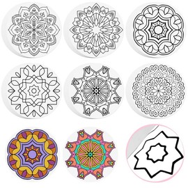 48 Pcs 8.66″ Diwali Gifts Fuzzy Mandala Coloring Pads Bulk Happy Diwali Craft Cardstock Tableware Indian Theme Decorations Lights Party for Home Festival Family Deepavali Kids Adults