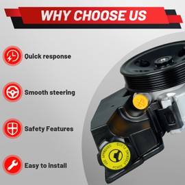 Upgraded Power Steering Pump with Pulley Compatible with 1996-2001 Cherokee Sport Utility 1997-2003 Wrangler 4.0L Replace 20-38771 52087871 52087871AB