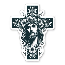 Jesus Christ Stickers - 2 Pack - Waterproof Vinyl for Car, Phone, Water Bottle, Laptop - Christian Cross Faith Decals (2-Pack)