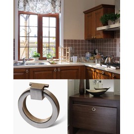 Myxekllo Cabinet Hardware, 6 Pack Stainless Steel Drawer Pulls, Brushed Nickel Cabinet Ring Kitchen Handles, Silver Ring Pulls for Wardrobe, Drawer, Cabinets