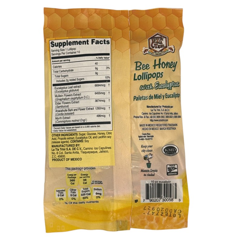La Tía Trini Paletas de miel y eucalipto (Honey &