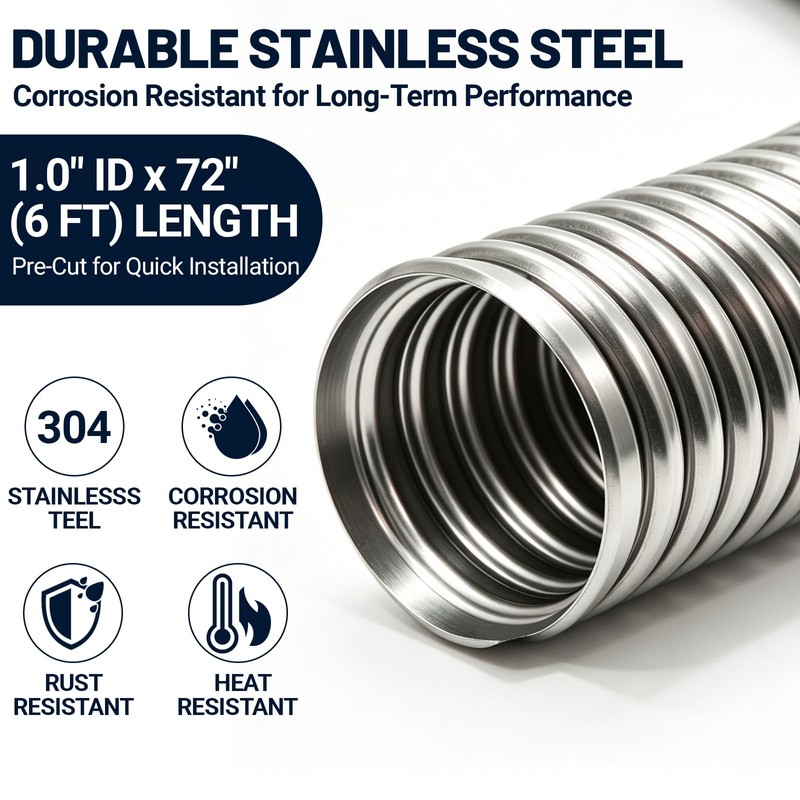 1" x 72" Universal Stainless Steel Exhaust Flex Pipe –