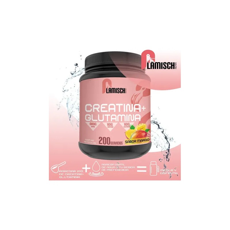Suplemento Creatina + Glutamina Flamish 1kg 50 Servicios