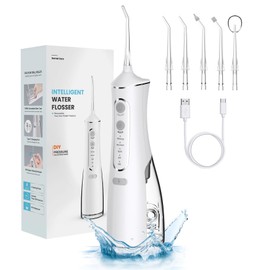 Water Dental Flosser Pick for Teeth, 300ML Portable Oral Irrigator, Rechargeable Travel Irrigation Cleaner, Professional Electric Flossing Cleaning Picks for Teeth Cleaning,IPX7 Waterproof