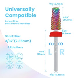MagiBling 5 in 1 Tapered Barrel Nail Drill Bits, 3/32'' Safety Tungsten Carbide Bits, Two-way Rotation, Suitable for Manicure Pedicure Cuticle Gel Polishing, Technicians Bits, Grit: Fine