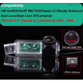 20 mm HD Lens Waterproof Car Reversing Camera License Plate Light Camera for VW Golf5/V/Golf7 MK7/VII/Passat CC/Skoda Scirocco/Seat Leon/Seat Leon 5F/Lamando/Limouine 2005-2008