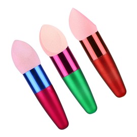 Healeved Makeup Sponge Stick 3pcs Wet Dry Foundation Egg Puff Brush Set Makeup Tools Reusable Cosmetics Sponge Brush Random Color