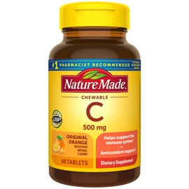 Nature Made Chewable Vitamin C 500 mg, Dietary Supplement for Immune Support, 60 Tablets, 60 Day Supply