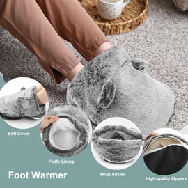 Newthinking Hot Water Bottle for Feet, 2L Foot Hot Water Bottle with Soft Plush Cover for Women and Men, Anti-Slip Feet Warmer Pouch, Fits Foot Sizes Up to UK 10