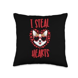 cute corgi i steal hearts Throw Pillow
