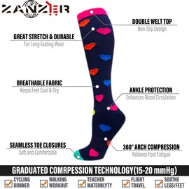 ZANZER Compression Socks for Women & Men Circulation(6 pairs)-Graduated Supports Socks for Running, Athletic Sports (colorful-A, L/XL)