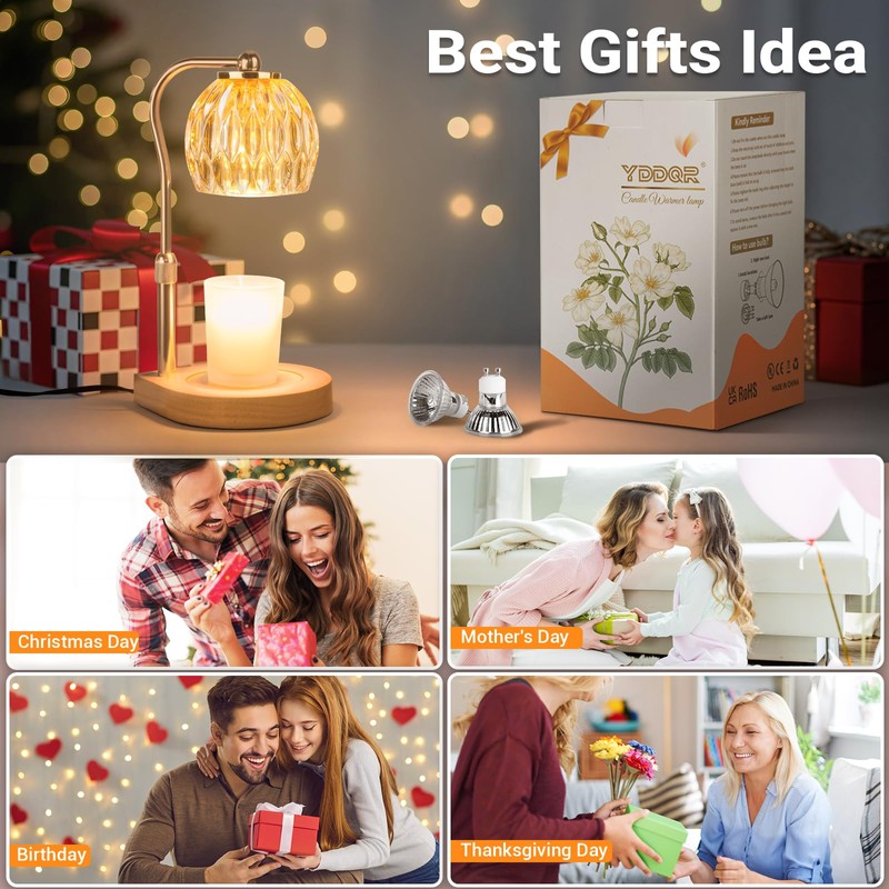 YDDQR Candle Warmer Lamp with Timer Dimmer Adjustable Height, Gift